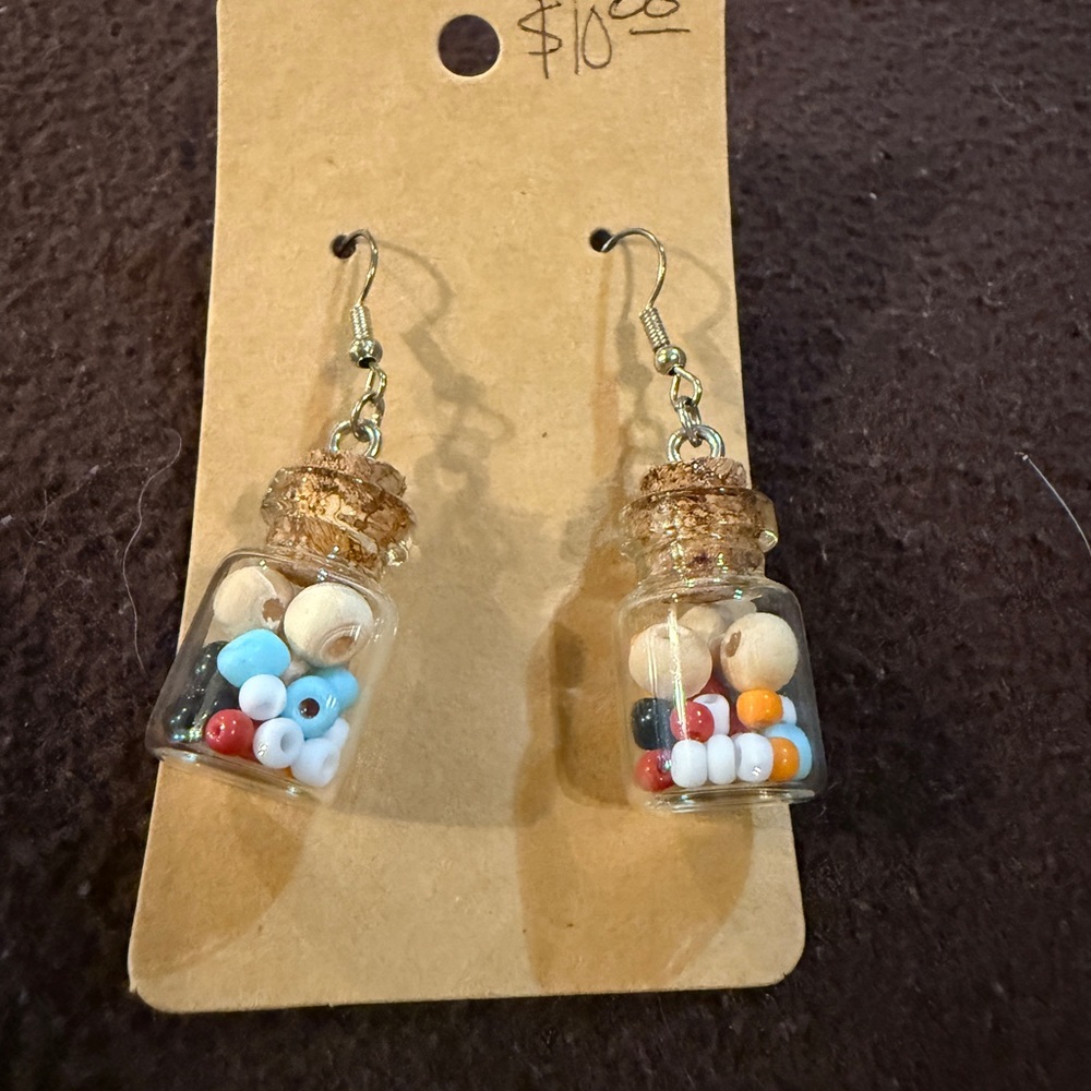 Colorful Beaded Jar Earrings